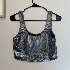 DISCO HOLOGRAPHIC CROPPED TANK TOP